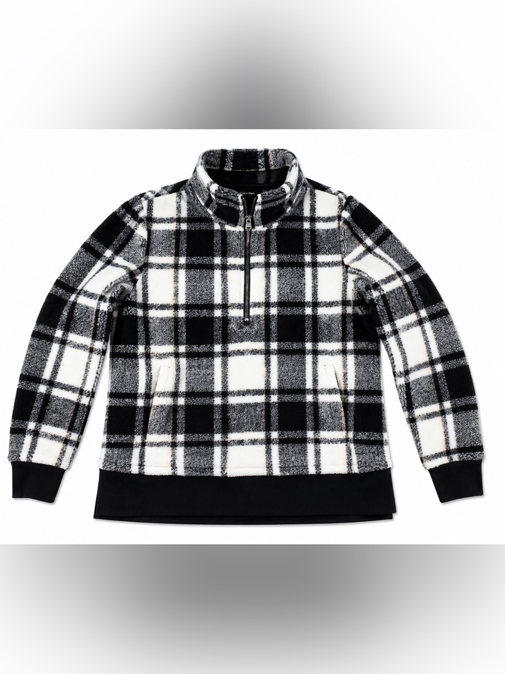 Calvin Klein Black and White Plaid Sweatshirt